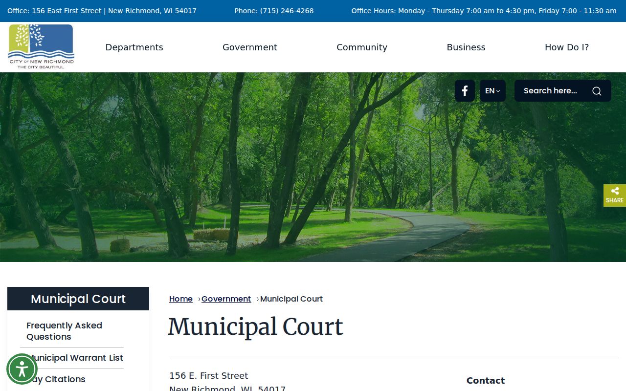 New Richmond criminal records and Municipal Court information
