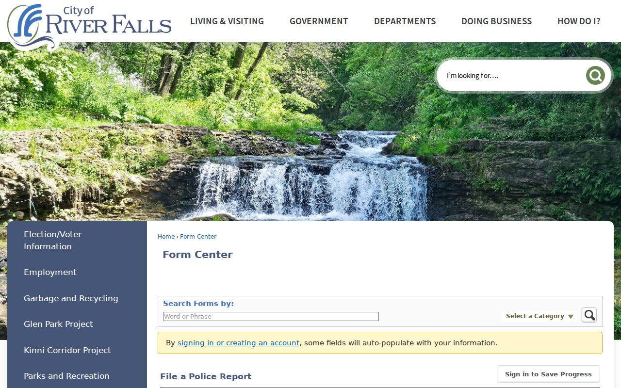 River Falls criminal records online police report form