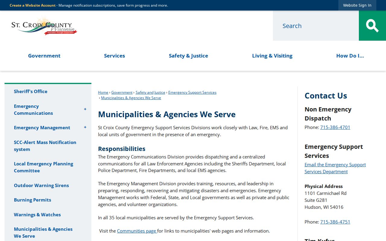 St. Croix County arrest agency and law enforcement directory