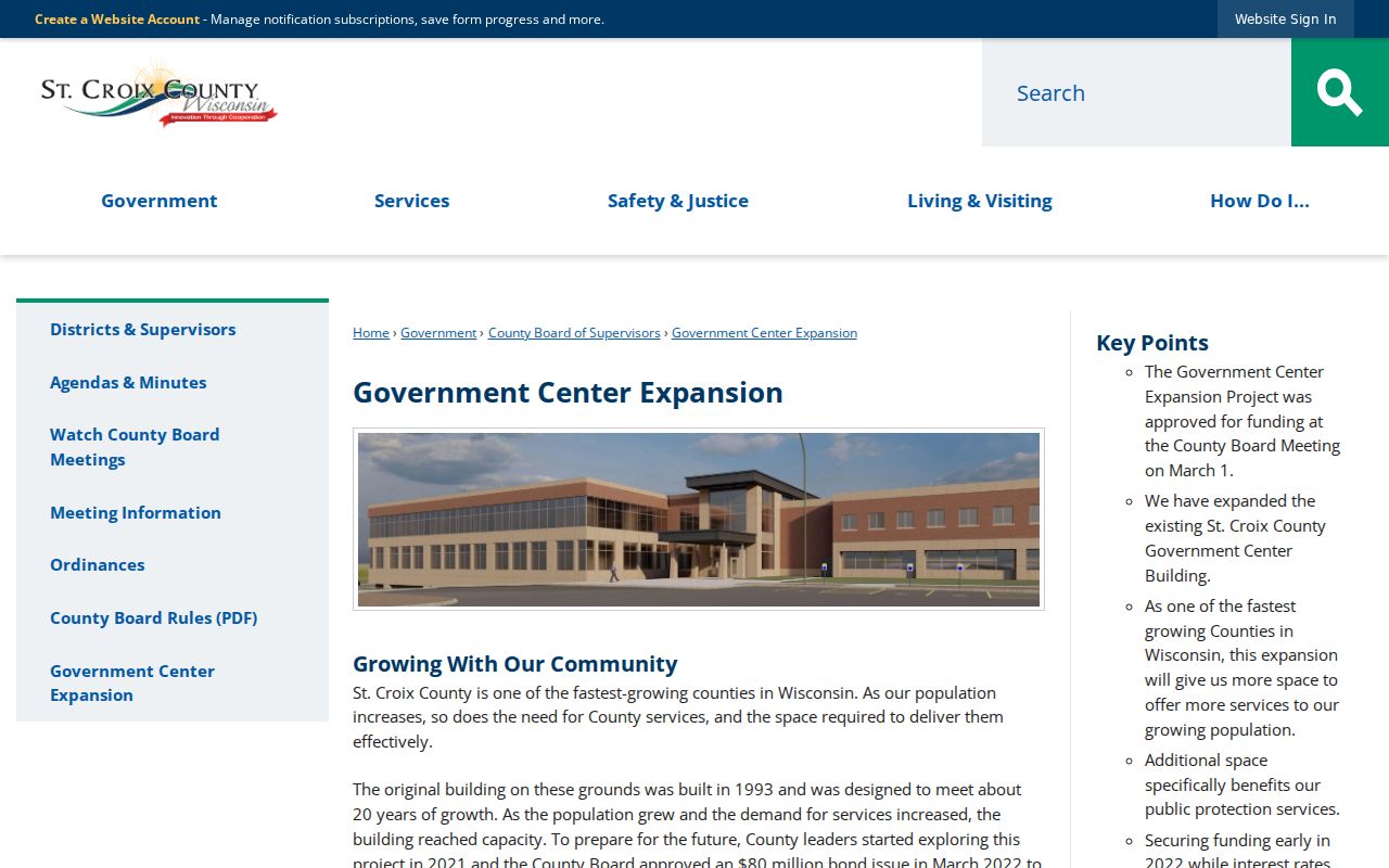 St. Croix County criminal records Government Center expansion