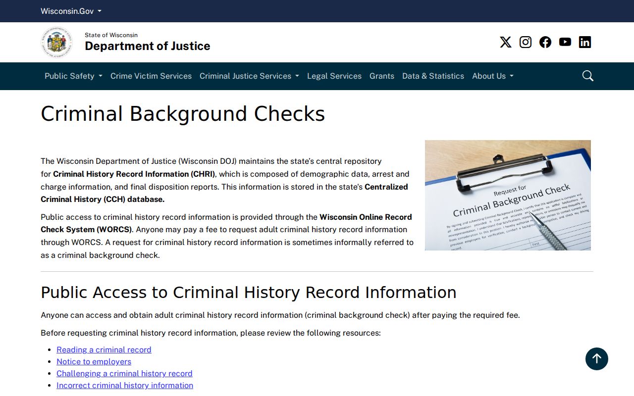St. Croix County criminal history Wisconsin DOJ information