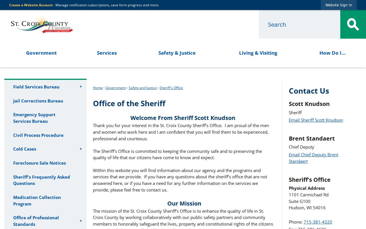 St. Croix County criminal records Sheriff office
