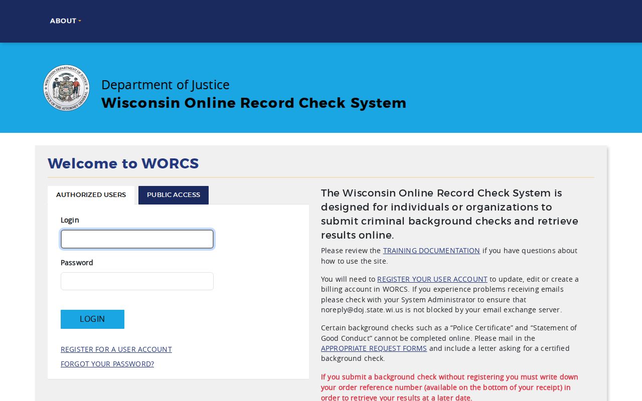 St. Croix County criminal history WORCS request portal